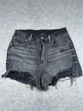 American Eagle Denim Shorts Womens Size 6 Distressed Black Wash High Rise Summer